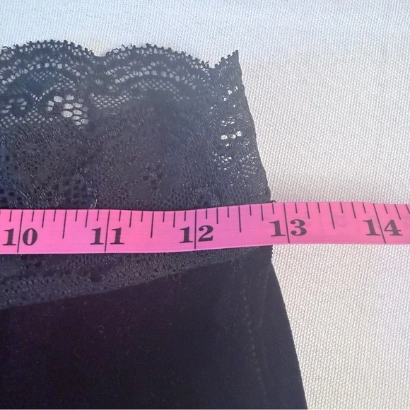 Black Velvety Lace Trim Bootcut Hippie Bohemian Festival Artsy Stretchy Pant M - Picture 8 of 10